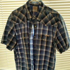 Lucky Brand Short Sleeve Blue & White Shirt